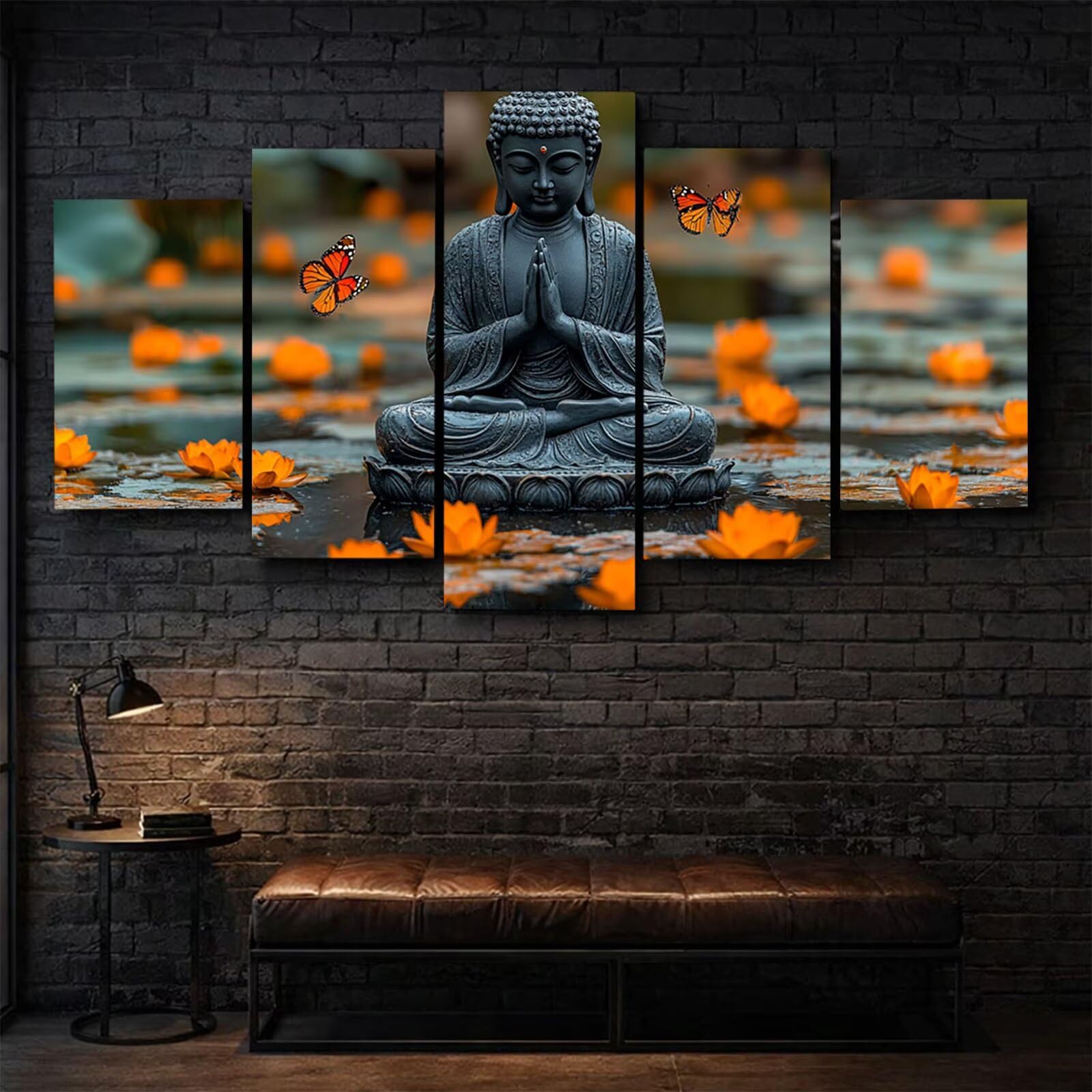 5 Pack Leuchtend Malen Nach Zahlen Erwachsene Zen Drei Größen YCBZ-5456 | DIY Set Erwachsene mit Pinselset Acrylfarben Set Fünf Leinwand zum Bemalen Schmetterling Deko Wohnzimmer Geschenke für Frauen
