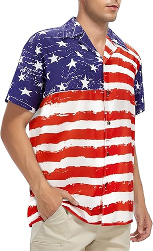 Miniatura 2 de Zando Camisas hawaianas de los años 80 y 90 para hombre, divertido traje retro de manga corta con botones para fiesta temática discoteca verano playa