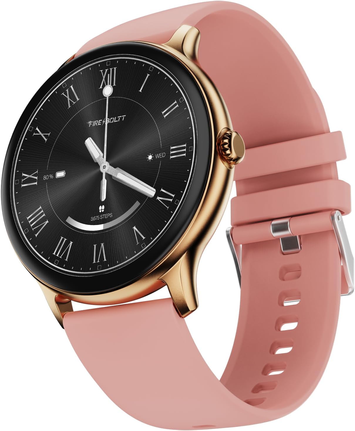 - Fire-Boltt Phoenix Round Smart Watch 1.38″ HD Display with Bluetooth Calling, SpO2 & Heart Rate Monitor, 120+ Sports Modes, IP67 Waterproof, Fitness Tracker Smartwatch for Men & Women - Pink