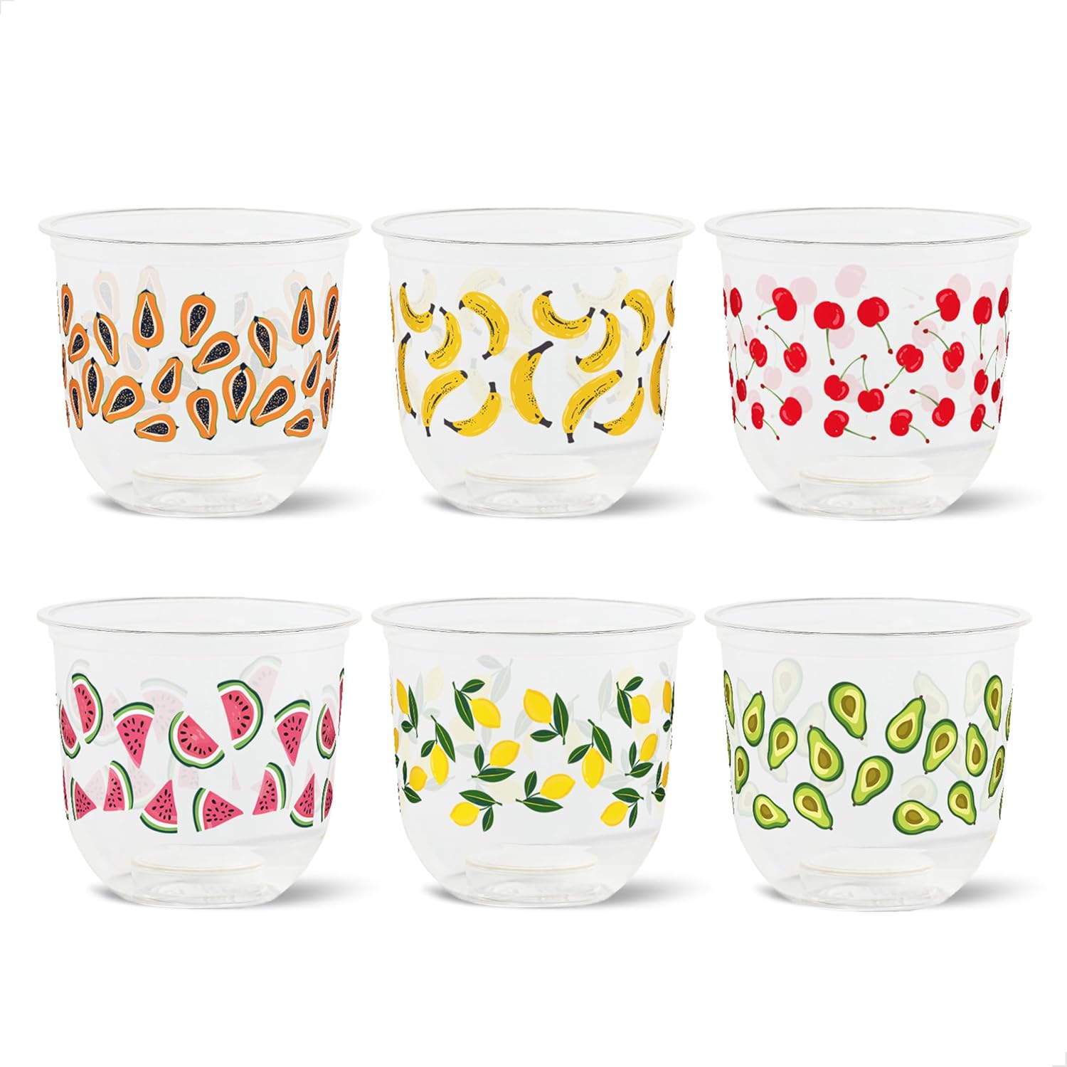 TOSSWARE NATURAL 12oz Arc - Fruity Fiesta - Plant Based 98mm Cups - Plastic Alternative for Parties, Bachelorettes, Weddings - Recyclable Theme Cold Cups - Set of 24