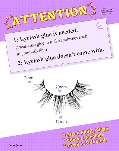 Miniatura 2 de Onlyall Pestañas naturales finas pestañas postizas de aspecto natural, pestañas postizas acampanadas, pestañas postizas suaves y esponjosas, 7 pares