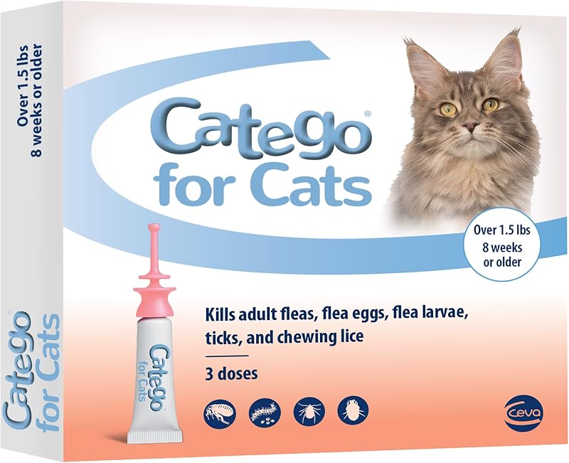 Flea and Tick Prevention for Cats - Over 1.5 lbs, 3 Month Supply | No Prescription Required, Cat Flea Treatment Topical Drops, Fast Acting Flea & Tick Control Drops, Easy to Apply