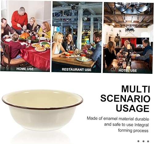 Miniatura 3 de jojofuny Cuenca de esmalte cuenco de esmalte cuenco de camping cuenco profundo de esmalte vintage cuenco de esmalte cuenco de batido de huevos