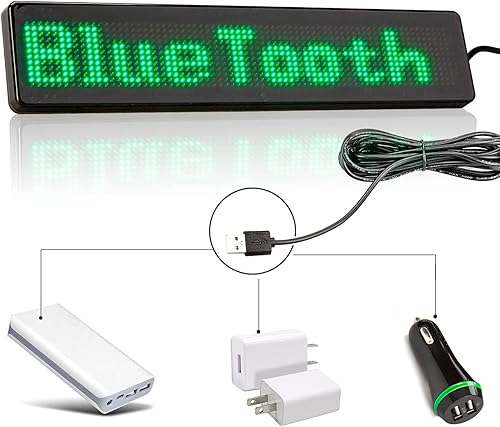 Vista 5 de Leadleds Desplazamiento LED Car Sign Tablero de mensajes App programable para coche, tienda, tienda (verde) Verde,RGB,Blanco