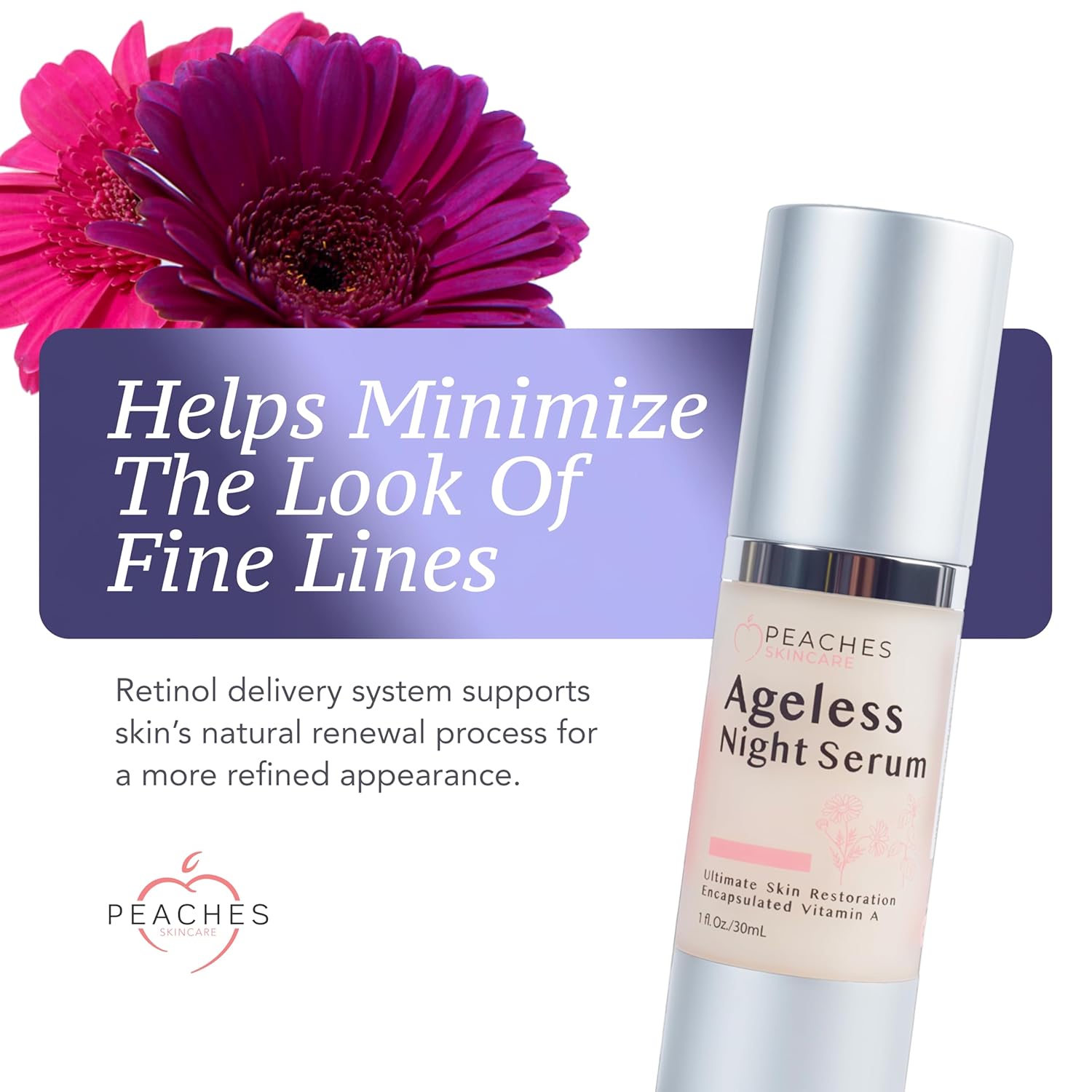 Retinol Serum for Face – Vitamin A Concentrate to Support Radiant, Even-Looking Skin – Plant-Based Facial Formula – Ageless Night Serum (1 oz) - Image 3