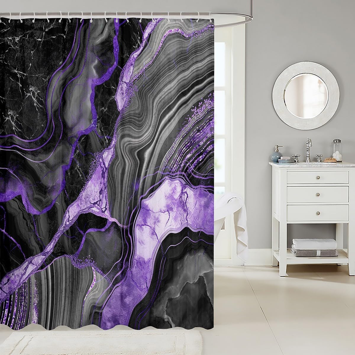 Erosebridal Shower Curtain + 7 Pcs Comforter Set