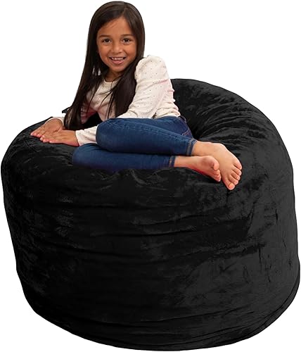 ULTIMATE SACK 3000 Silla Puf de 3 Pies, Funda de Gamuza Negra – Tumbona de Espuma de Gran Tamaño, Asiento de Suelo, Sofá Pequeño o Sofá Cama para