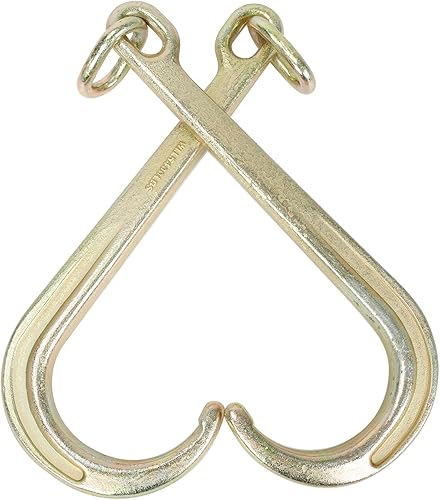 Gancho en J chapado en zinc amarillo de 15 pulgadas, resistente grado G70, correa de eje de remolque Wrecker Roll Back Clevis (2 unidades)