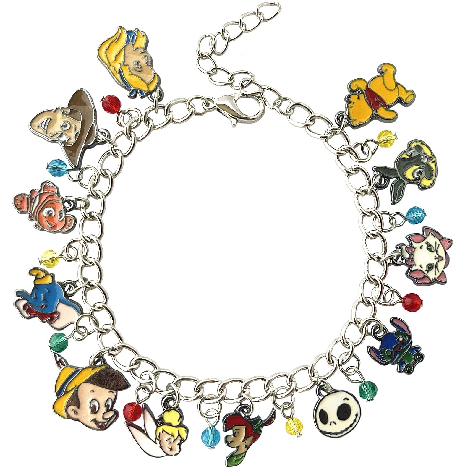 TLDXDOU Amine Charm Bracelet, Stith Winni Pooh Peter Pan Tinker Bell Bracelets for Women, Men, Girls and Boys, no gemstone