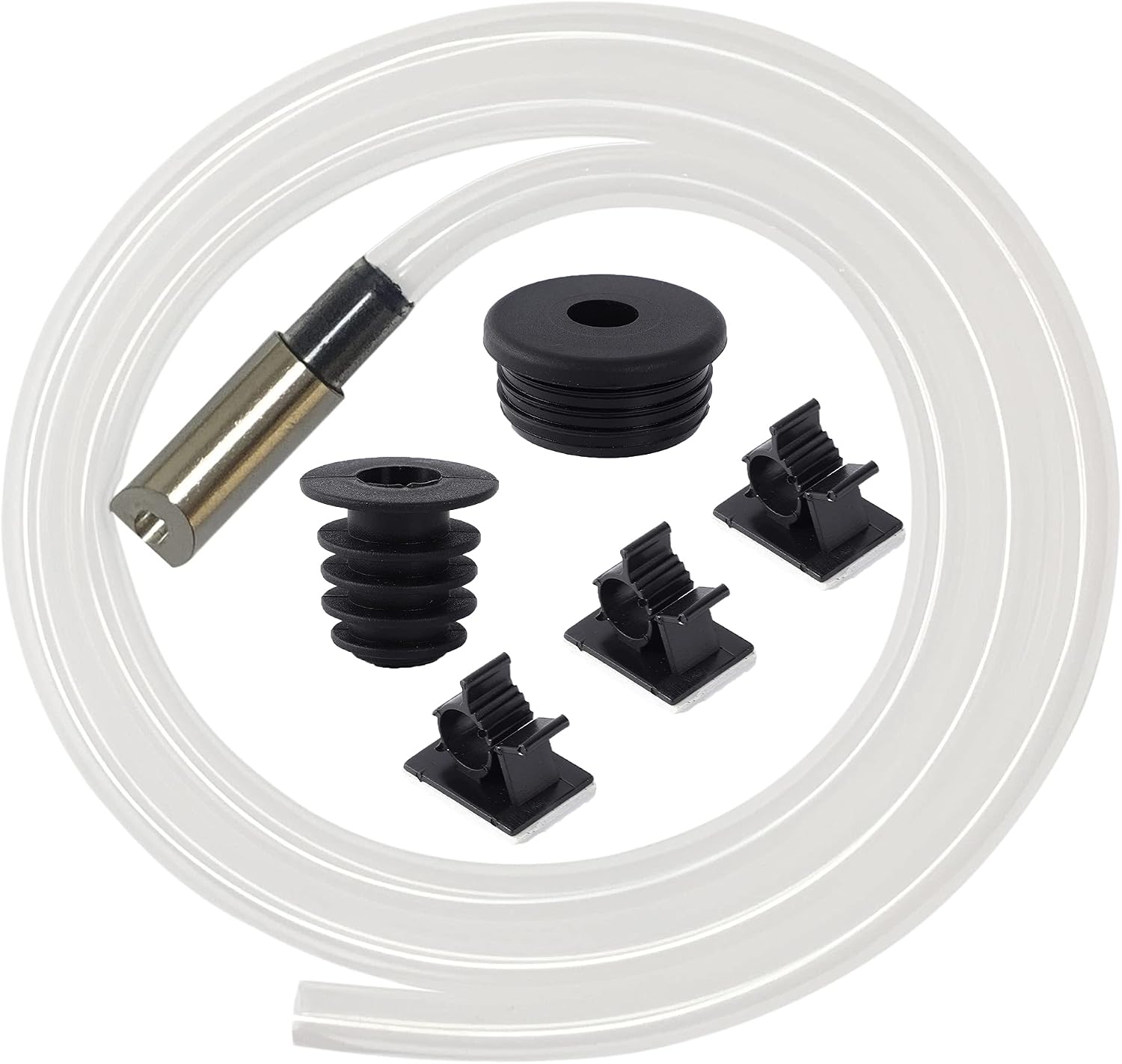 qiwip Sink Soap Dispenser Extension Tube Kit - 41'' Extension Tube with Metal Check Valve,Silicone Stopper and Tube Clamp for Kitchen Sink