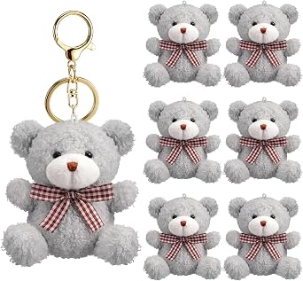 Kenning 6 Pcs Bear Stuffed Keychain Cute Bear Plush Bag Charm Gift