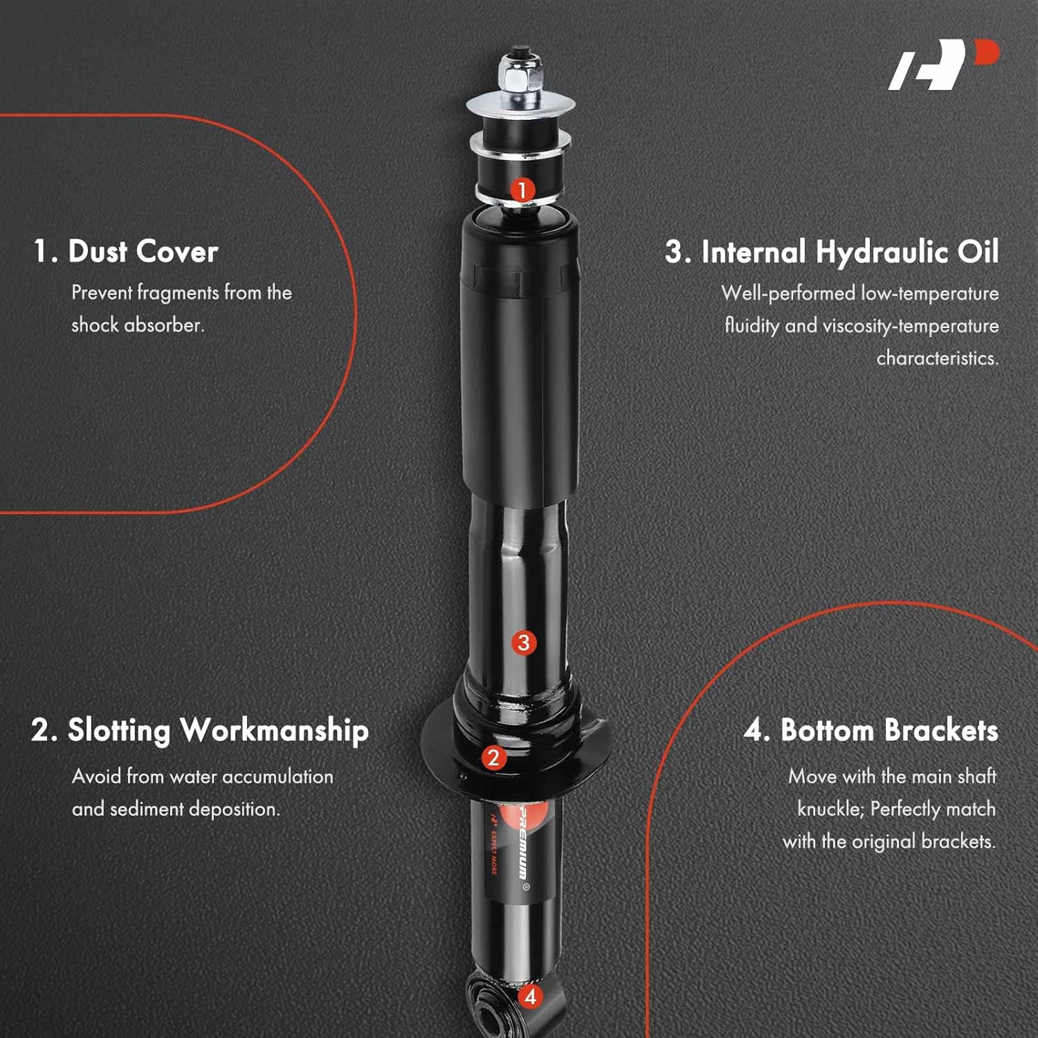 A-Premium Front Pair (2) Shock Absorber Compatible with Toyota Land Cruiser 1996 1997 1998 1999 2000 2001 2002, Driver and Passenger Side