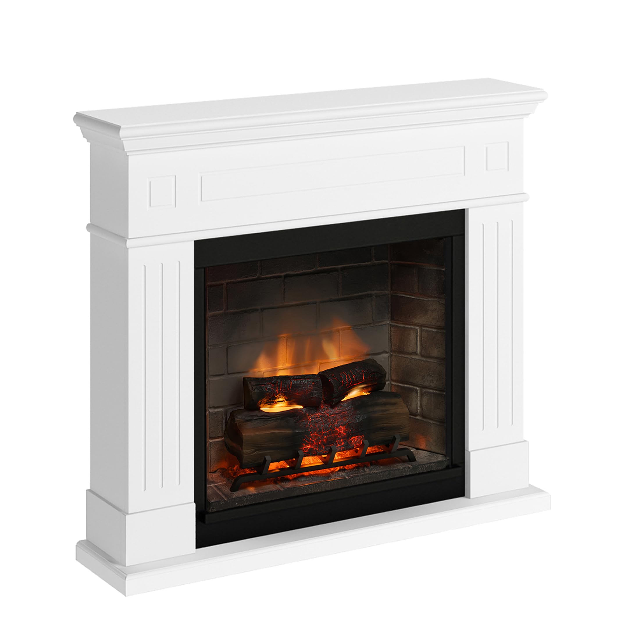 TAGU Larsen Camino Elettrico con PowerFlame 2, Riscaldatore e Termostato, Suono Crepitante, Wi-Fi e Luce Ambientale (Bianco Puro)