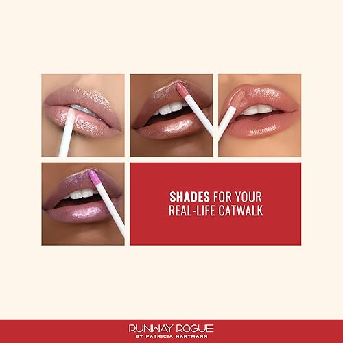 Miniatura 6 de Runway Rogue Brillo de labios clásico, brillo labial hidratante rosa pálido perlado, brillo de labios, novia en espectáculo