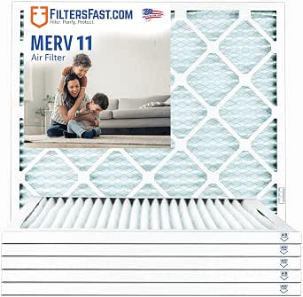 Filters Fast 12x20x1 Air Filter MERV 11, 1" AC Furnace Air Filters, Made in the USA, Actual Size: 11.75"x19.75"x0.75, 6 Pack