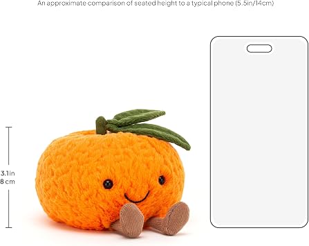 Jellycat Amuseables Clementine Stuffed Toy, Small 5 inches - Fruit Plush - Fun Gift Idea