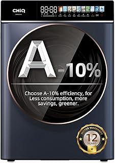 CHiQ CW106581AXU Washing Machine, 10kg, 1400rpm, BLDC Inverter Motor, 12 Washing Cycles, Steam Care, LED Touchscreen, Grey