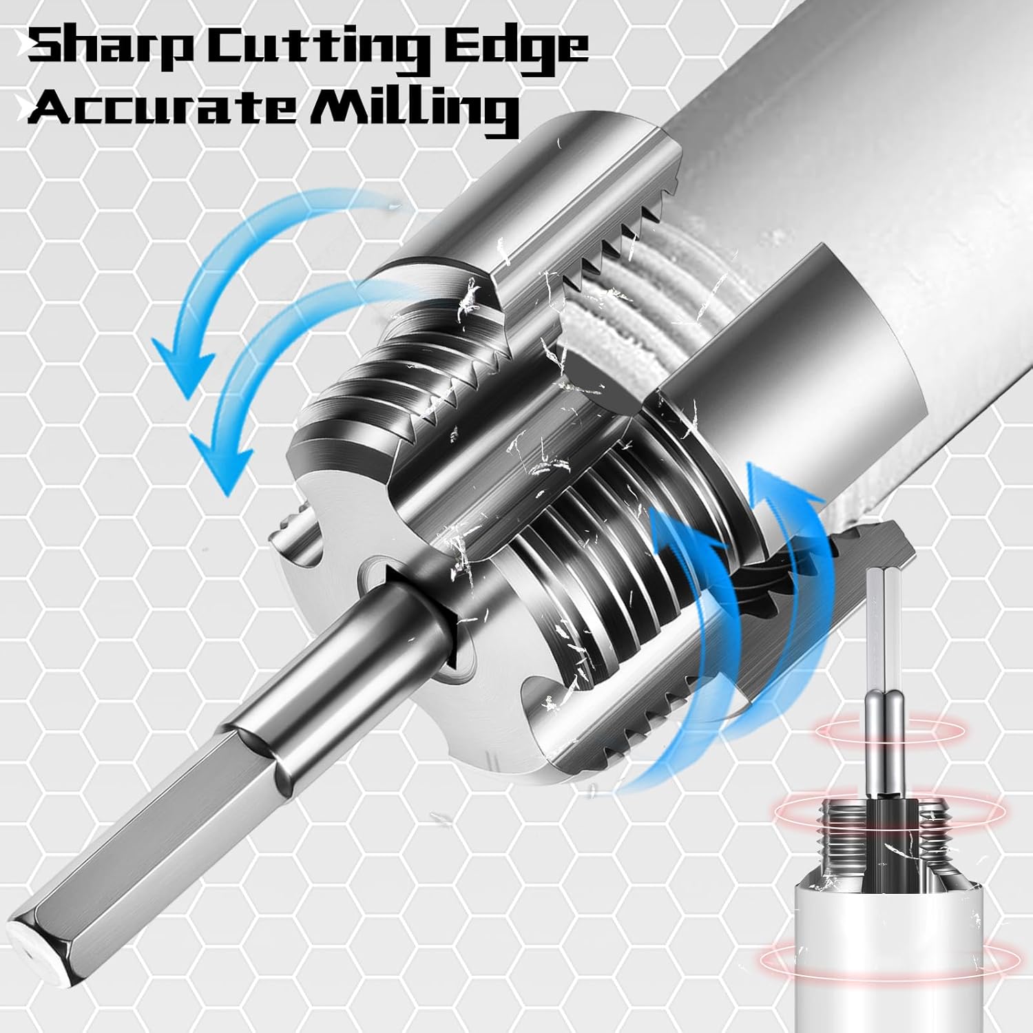 Pipe Thread Cutting Tool Integrated Internal & External Pipe Threading Tool Electric Drill Compatible PVC Tube Threader Kit, 1/2", 3/4", 1'' Tube Sizes Rethreading Kit(3 Sizes,Silver,3 Pcs)