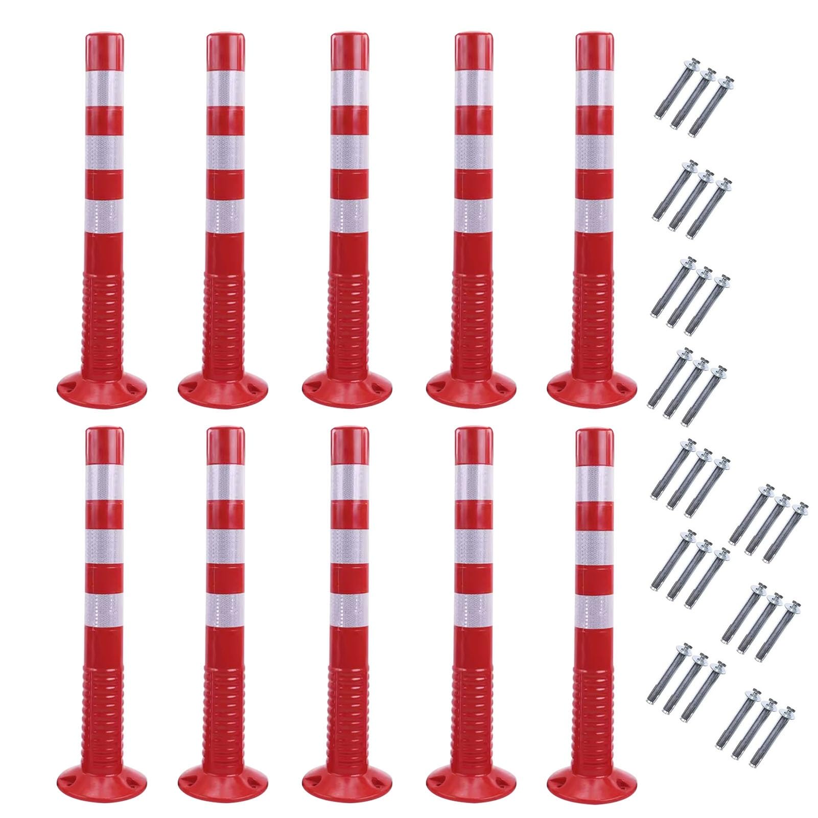 WQPMNYG Parking Bollards - 77cm Flexible Traffic Delineator Post Cones for Driveway and Garage Safety Barrier