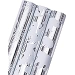 MAYPLUSS Christmas Wrapping Paper Roll - Mini Roll - 17 inch X 120 inch Per roll - Silver Bear, Snowflkes with Glitter Gold Foil Design(42.3 sq.ft.ttl)