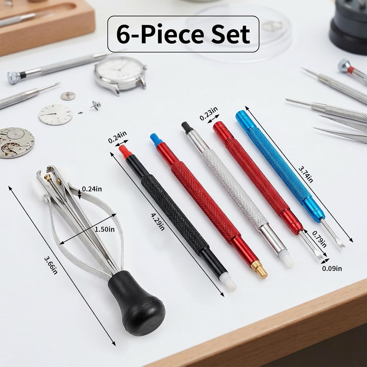 6Pcs Watch Hand Press Tool and Watch Hand Removal Tool, Professional Watchmakers and DIY Enthusiasts, Carbon Steel Construction for Precision Maintenance and Workshop Repairs