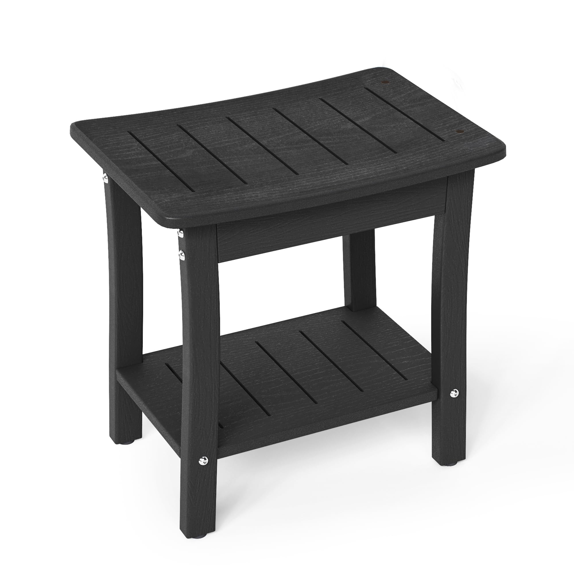 Homenjoy HDPE Shower Bench Stool, Waterproof Shower Seat for Inside Shower, Shower Stools for Shaving Legs with Storage Shelf for Bathroom,Black