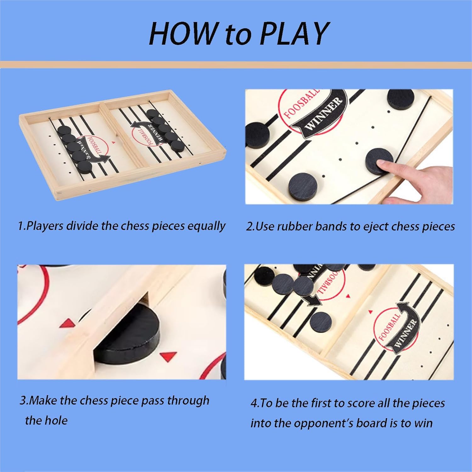 Fast Sling Puck Game: Gioco Da Tavolo Hockey Con Fionda, 2 Giocatori, Pieghevole, Regalo Interattivo Bambini-Adulti