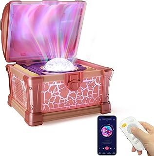 Treasure Chest Galaxy Projector with Bluetooth Speaker for Kids Room Decor, Nebula Aurora Galaxy Night Light Projector Ceiling Projection Nightlight with 8 White Noises, Timing for Bedroom, Kids Room
