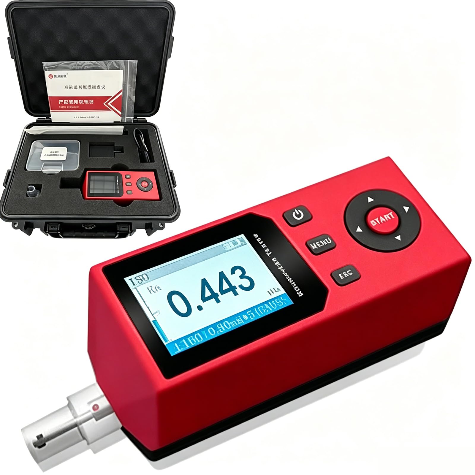 MObyat Handheld Surface Roughness Tester, Digital Roughness Gauge Profilometer With 5µm Diamond Inductive Probe, 0.001 µm Resolution, 14 Parameters, For Machining Metal Quality Control