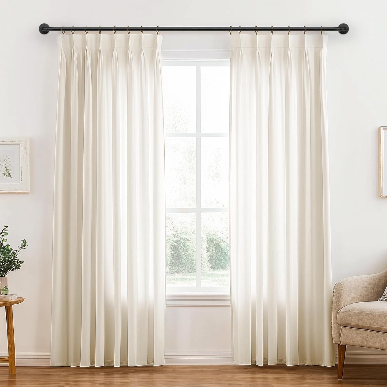 1 Inch Heavy Duty Blackout Curtain Rods for Windows, Industrial Pipe Wrap Around Room Divider Decorative Curtain Rods Wall Mount & Ceiling Mount, Black, 72-144 Inch