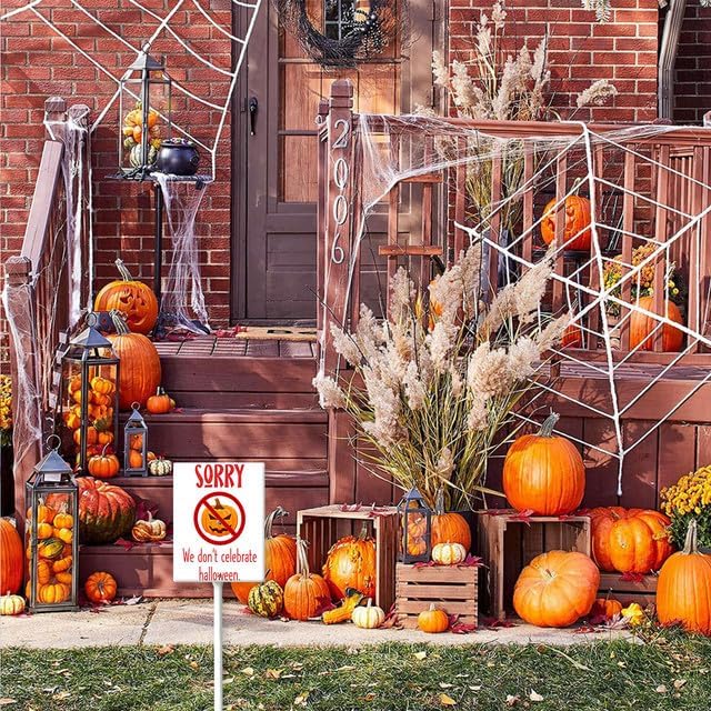 Miniatura 3 de Letreros de Halloween de 7 x 8.8 pulgadas para decoración al aire libre, letrero con estaca para patio con estaca exterior, impermeable, para fiesta