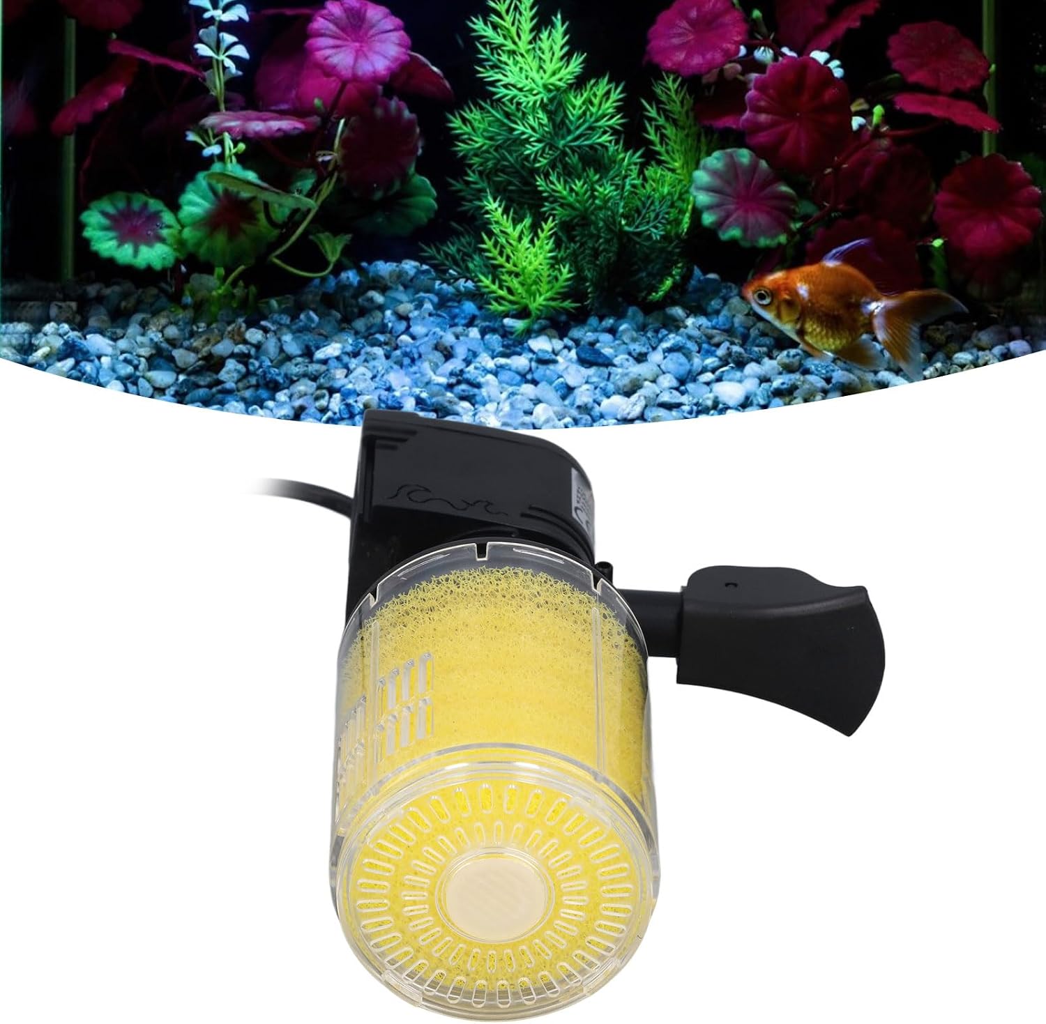 Diydeg Aquarium Filter, Silent Internal Pump Excellent Filtration and Water Circulation Transparent Submersible Aquarium Reusable Sponge with Air Tube for Tanks 35-80L (US