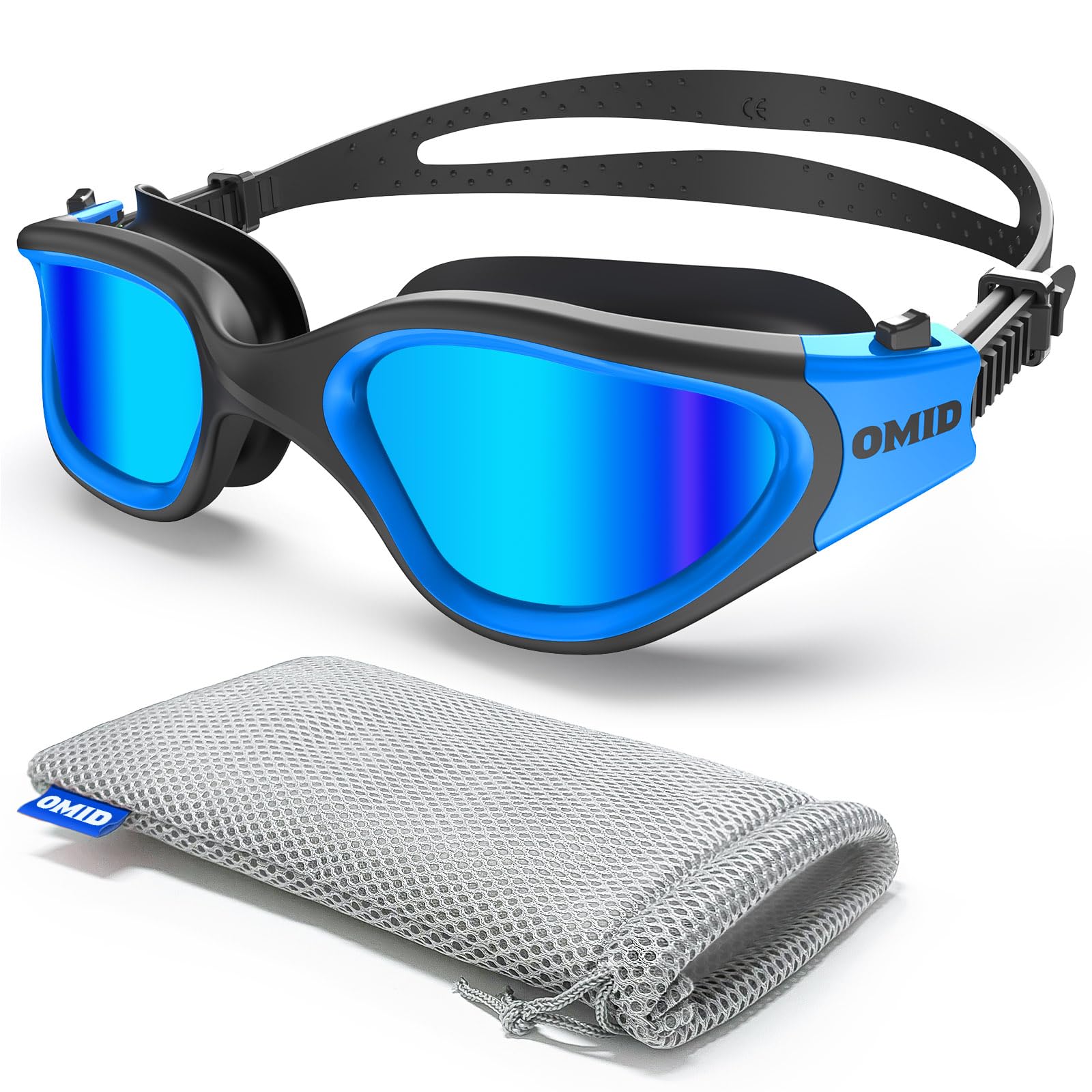 OMID Schwimmbrille, bequeme, polarisierte Schwimmbrille, beschlagfrei, auslaufsicher, UV-Schutz, kristallklare Sicht, Schwimmbrille für Herren, Damen, Erwachsene