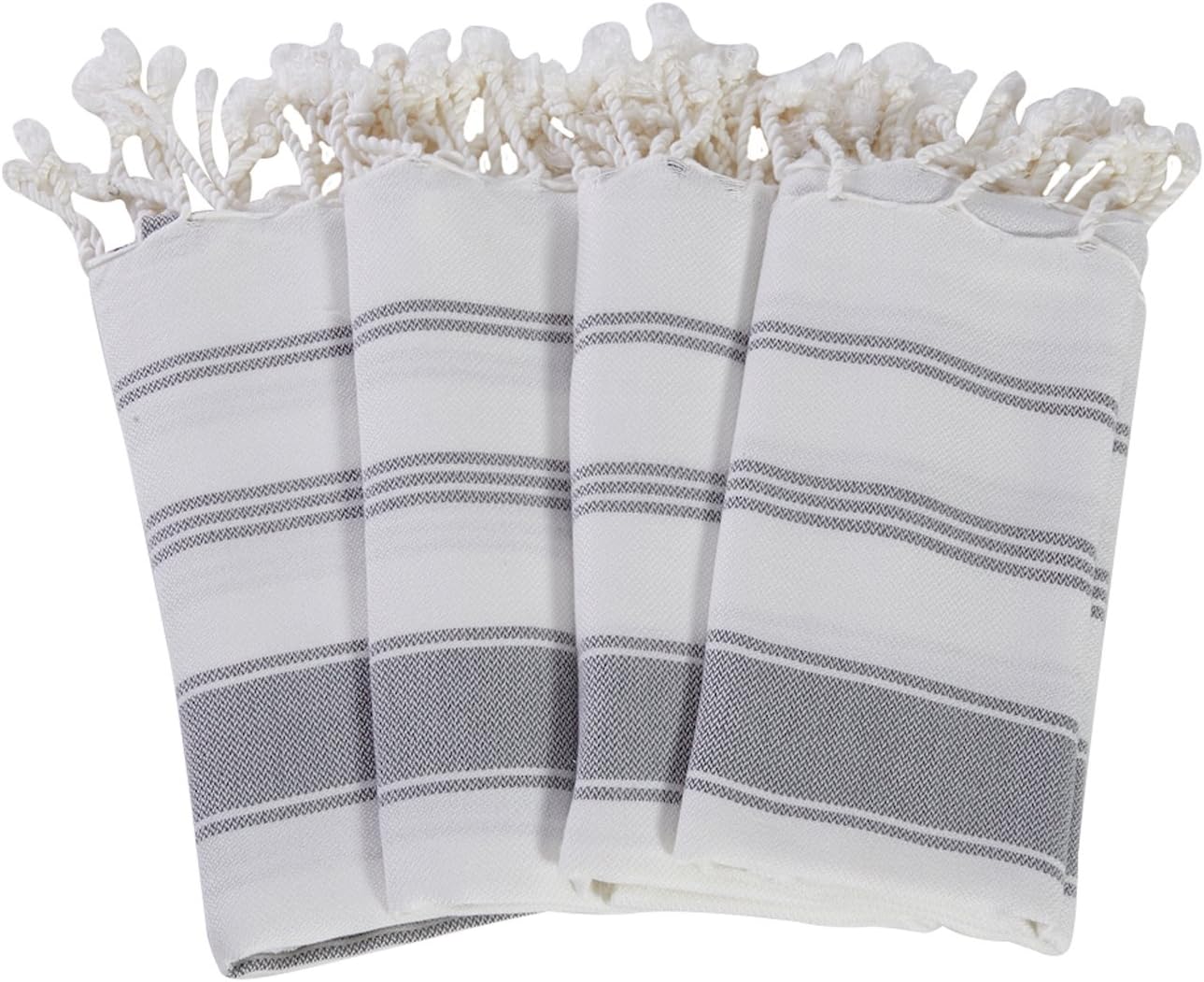 Set of 4 Turkish Cotton Hand Face Head Gym Yoga Towel Set Wash Dish Cloths - 4 Grey2