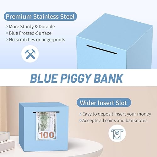 Miniatura 3 de Alcancía para adultos debe romperse para abrir, alcancía irrompible de acero inoxidable para adultos, caja de ahorro de metal para ahorrar dinero