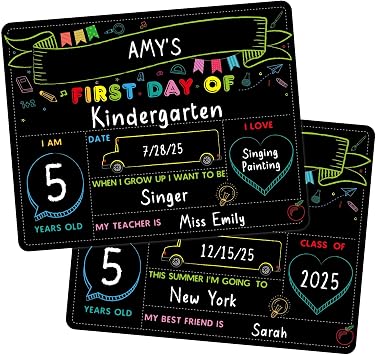 SICOHOME First Day & Last Day School Sign - 11"x 14" Double Sided Chalkboard - Reusable & Washable Chalkboard Signs for Kindergarten & Pre-K