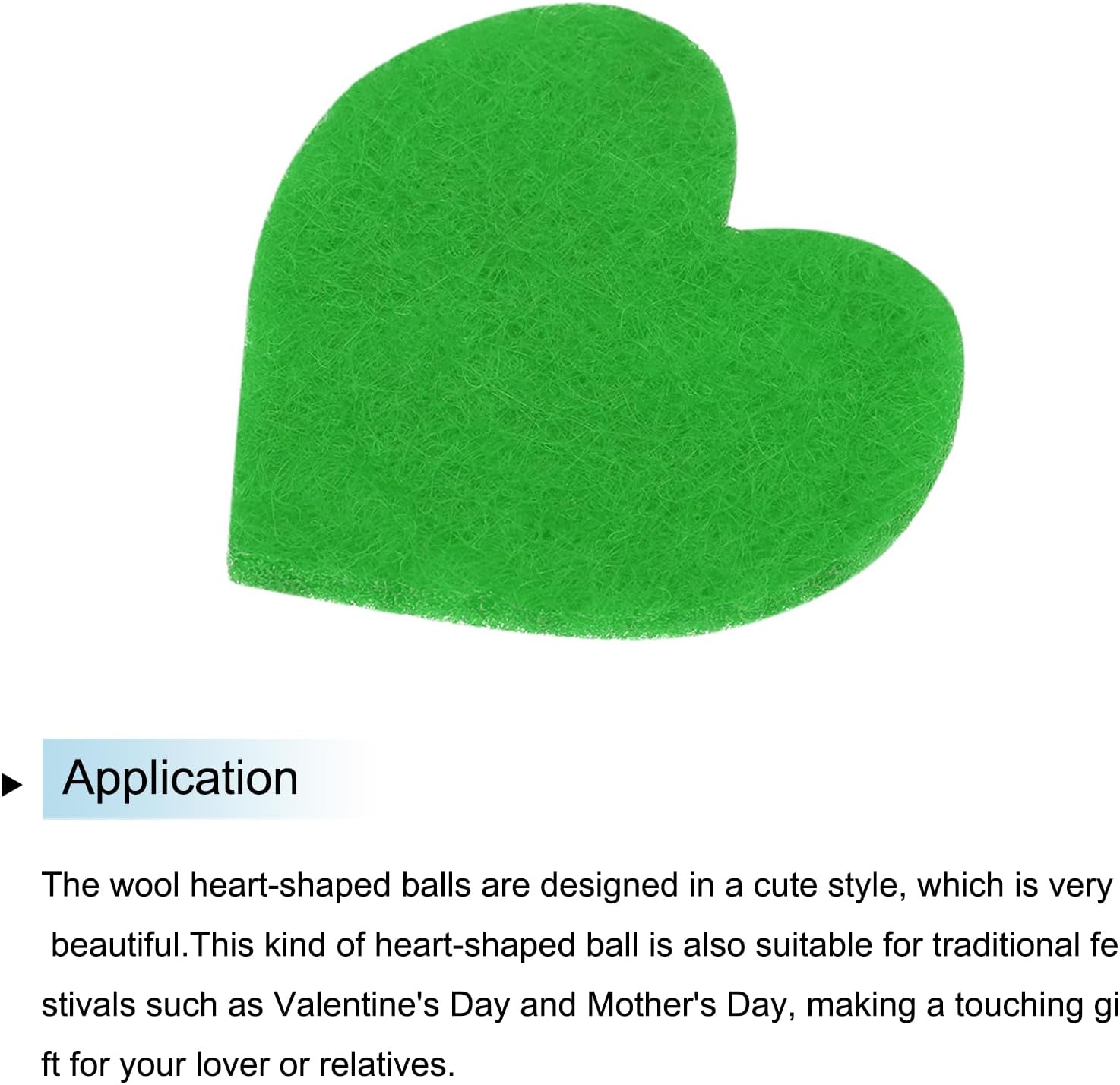 MECCANIXITY Felt Heart Shape Heart Pom Pom Valentine's Day Hearts Craft 1.6Inch x 1.6Inch for Sewing Scrapbooking Embellishment Home Wedding Decoration DIY Crafts, Green, Pack of 100