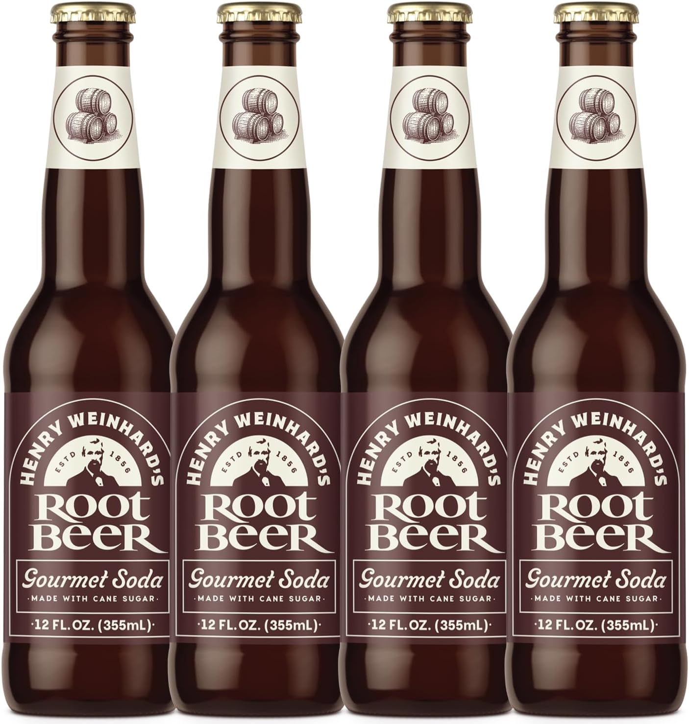 Henry Weinhard's Root Beer 4 Pack | 12oz Glass Bottles | Classic American Flavor | Premium Craft Soda