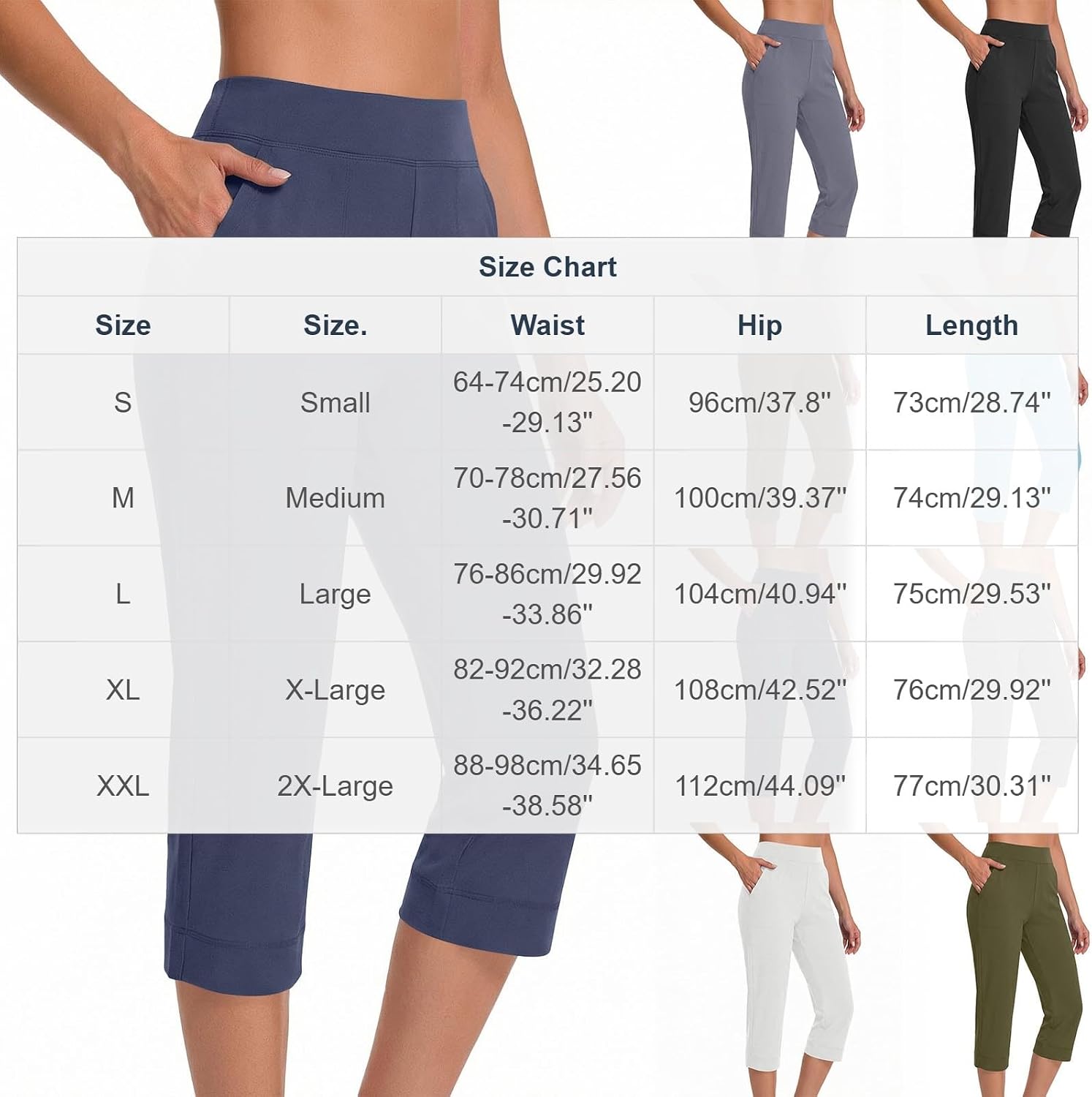 Capri Pants for Women with Pockets High Waist Yoga Capris Pant Loose Straight Leg Cropped Pants for Casual Summer