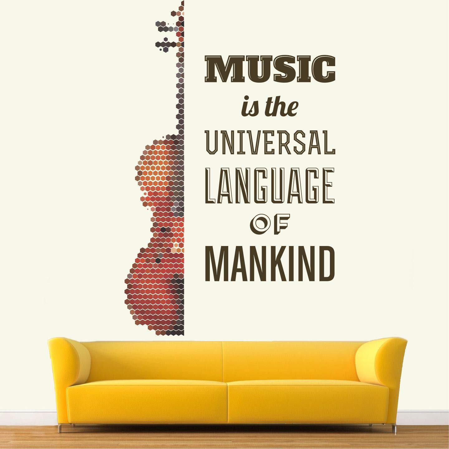 StickMe 'Guitar and Music Quote - Decorative - Creative - Colorful - Wall Sticker' -SM758 (Multi Colour, Vinyl - 90cm X 55 cm)