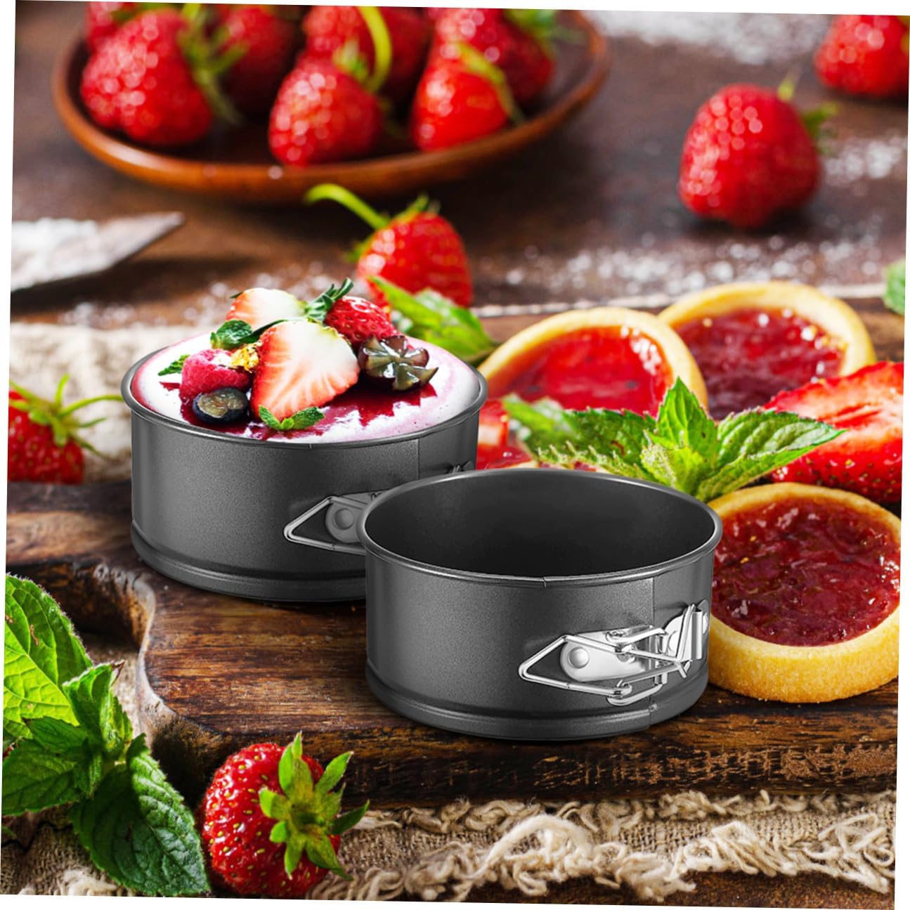 Abaodam 6pcs Mini Springform Cake Pans 4-inch Carbon Steel Non-stick Baking Molds for Cheesecake, Mousse Cake, and Holiday Dessert Preparation