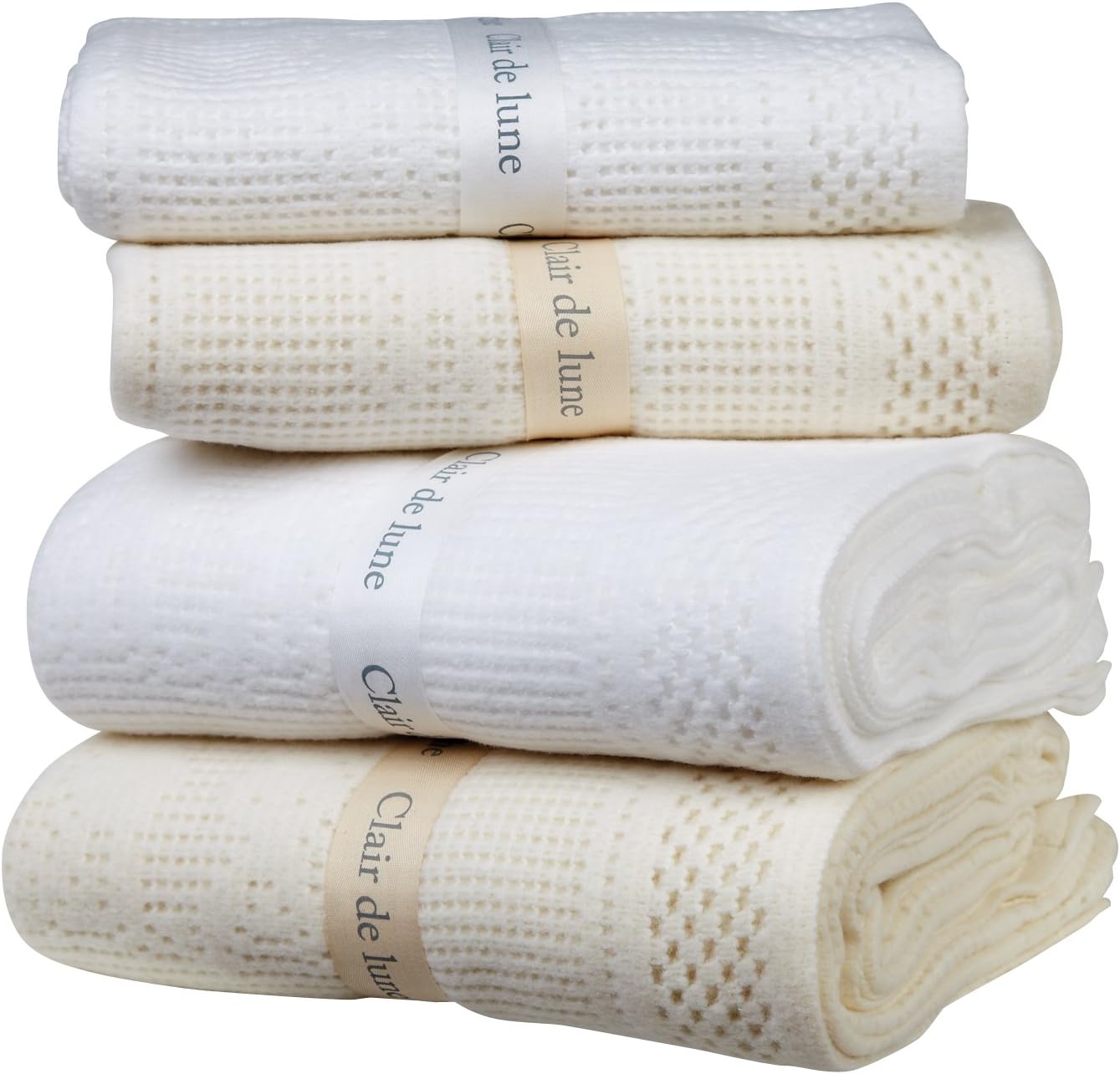 Clair de Lune Cot Bed/ Cot Extra Soft Brushed Cotton Patterned Blanket (White)