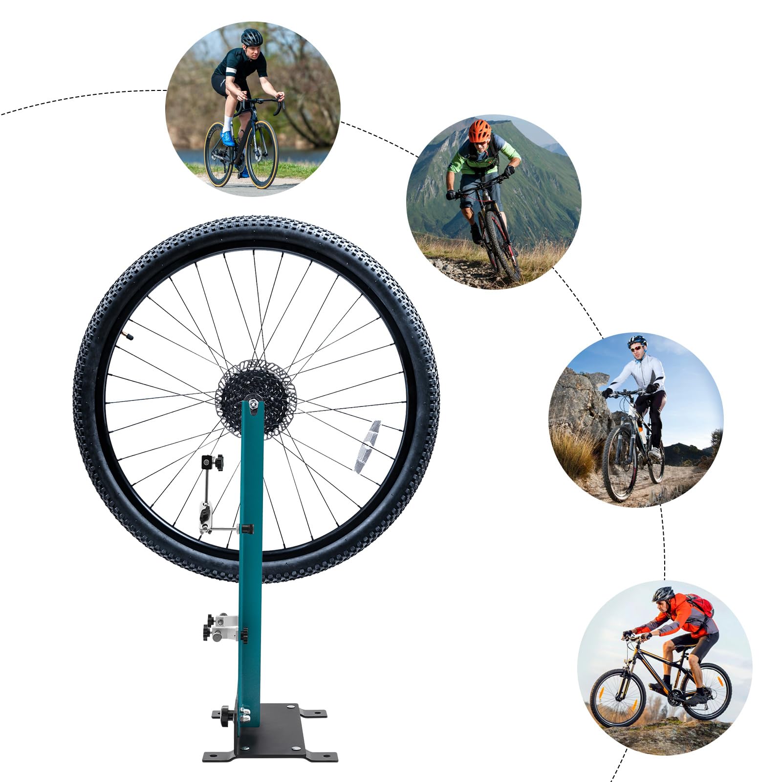 LUOSHALIYA Bicycle Wheel Truing Stand for 27.5-29 Inch Wheels [Width 140MM-180MM] Professional Bicycle Wheel Maintenance with Spoke Wrench, Wheel Alignment Repair Tool