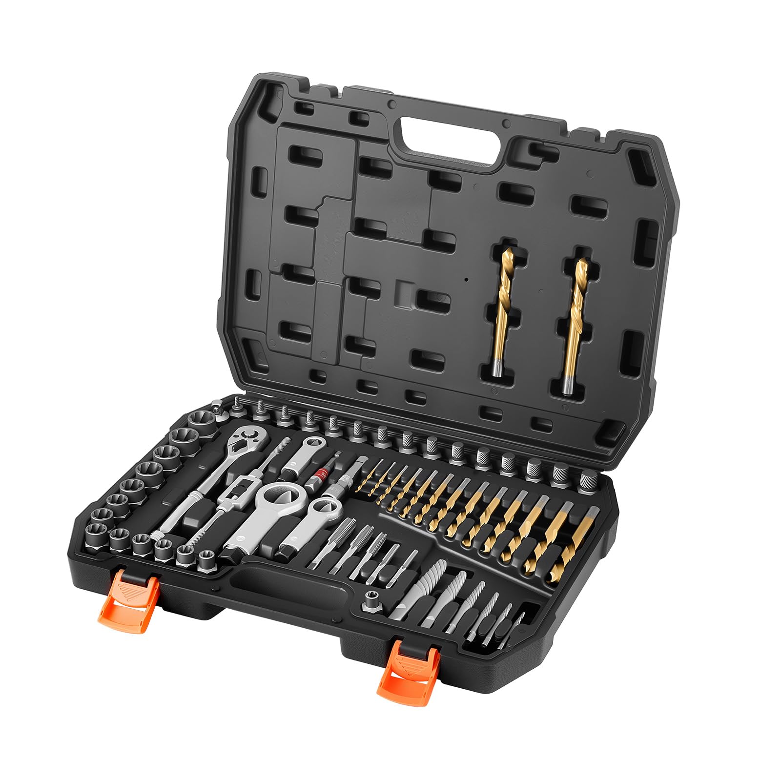 VEVOR Set di Estrattori per Viti Rotte 63 pezzi, Set di Bussole per Estrazione di Dadi Rotti Utensili Rimozione Bulloni Danneggiati con Adattatori per Maschi Riparazioni Domestiche Officina Garage