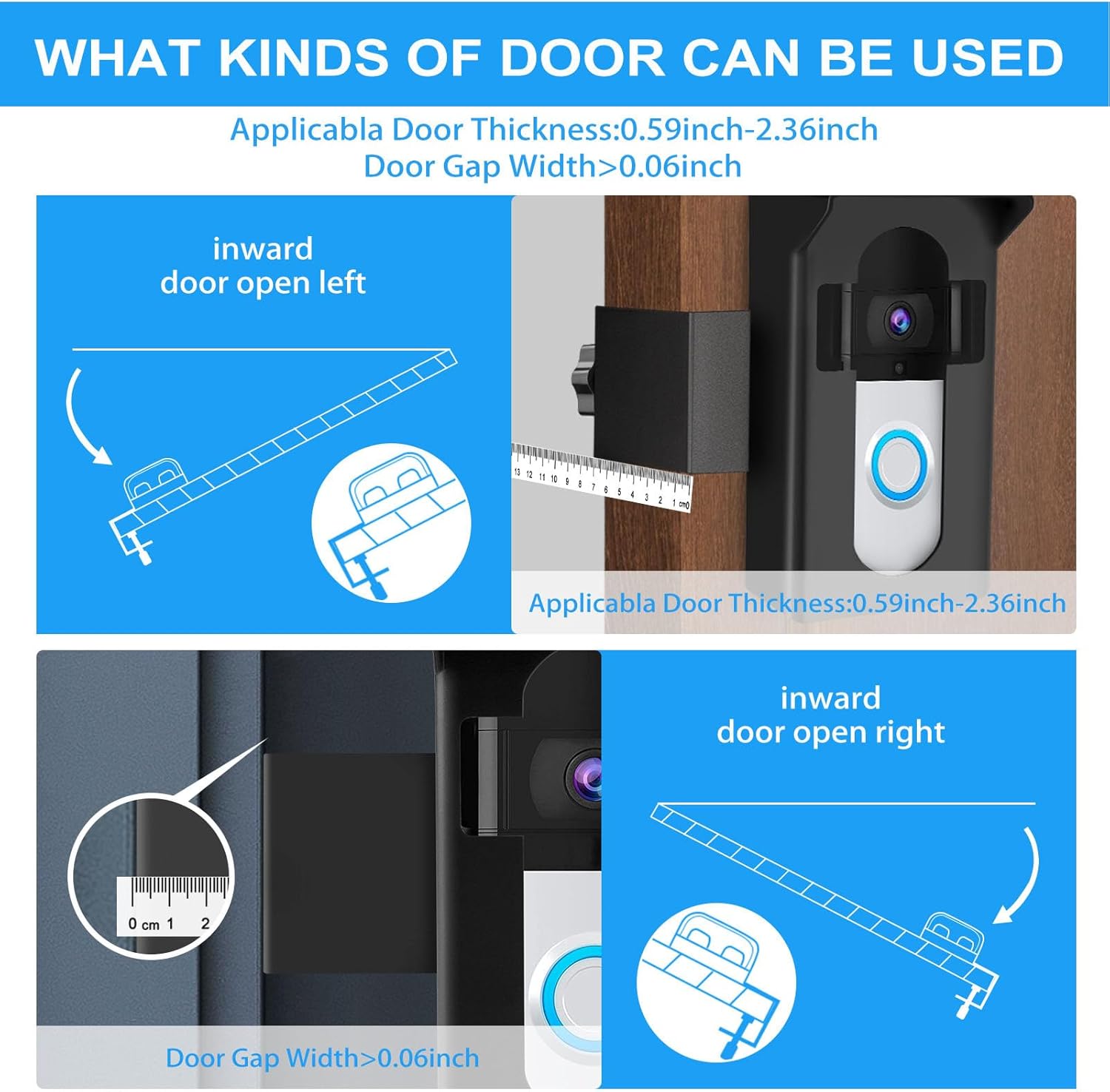 FTVOGUE Anti Theft Video Doorbell Mount, No Drill Mounting Bracket for Most Video Doorbells Up to 7.5x12.5x3.5cm