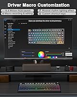 Vista 8 de AULA Teclado mecánico inalámbrico F75 Pro, 75% teclado personalizado intercambiable en caliente con perilla, retroiluminación RGB, interruptores
