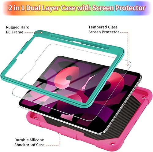 Miniatura 3 de WESADN Funda para iPad Air de 5 generación para iPad Pro de 11 pulgadas, 43211 con protector de pantallaatril de mariposa, correallaverosoporte para