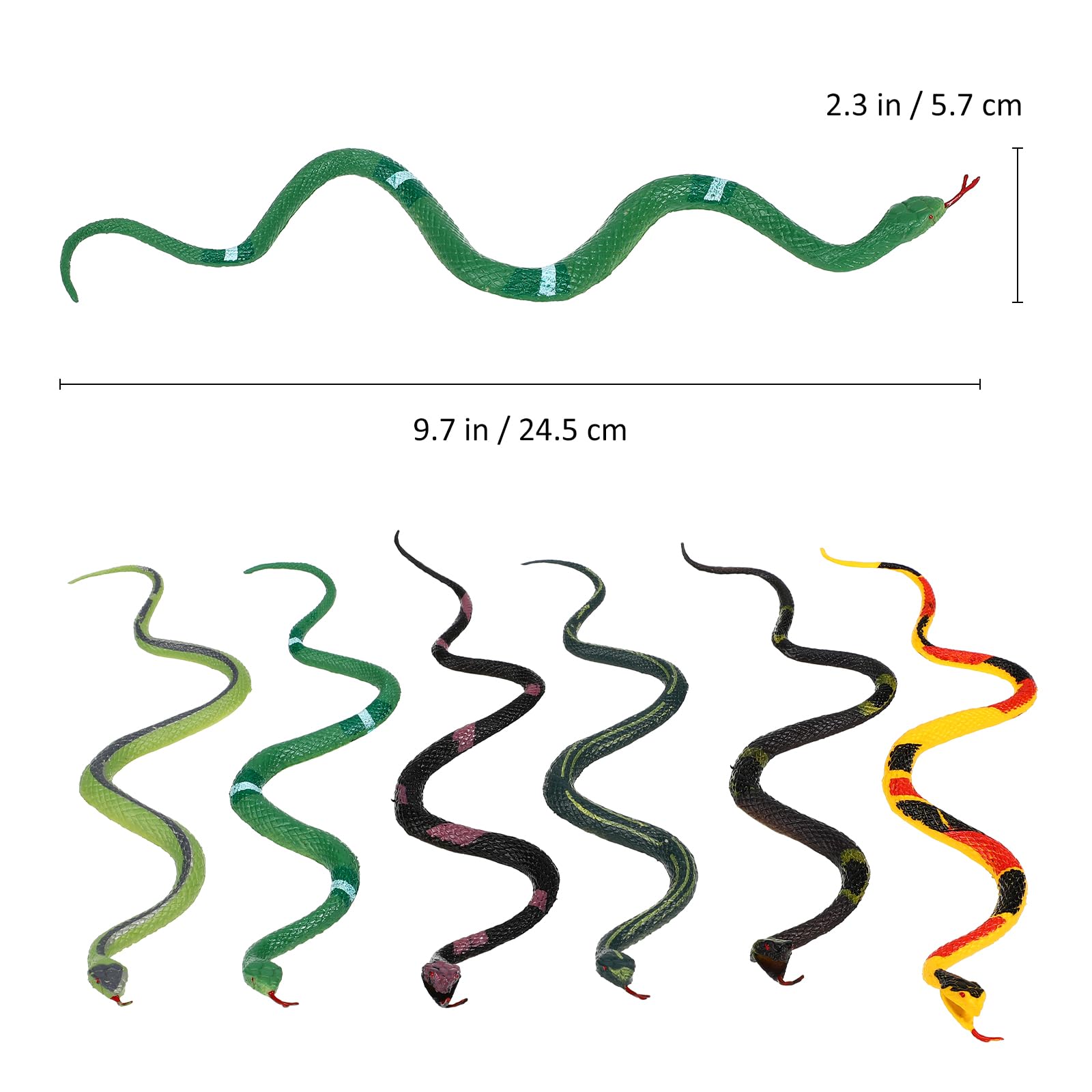 JOINPAYA Realistic Fake Snake Toys 6Pcs Flexible Reptile Figurines for Halloween Pranks Party Decorations and Home Display 8.86In Durable Plastic Snake Models - Image 2