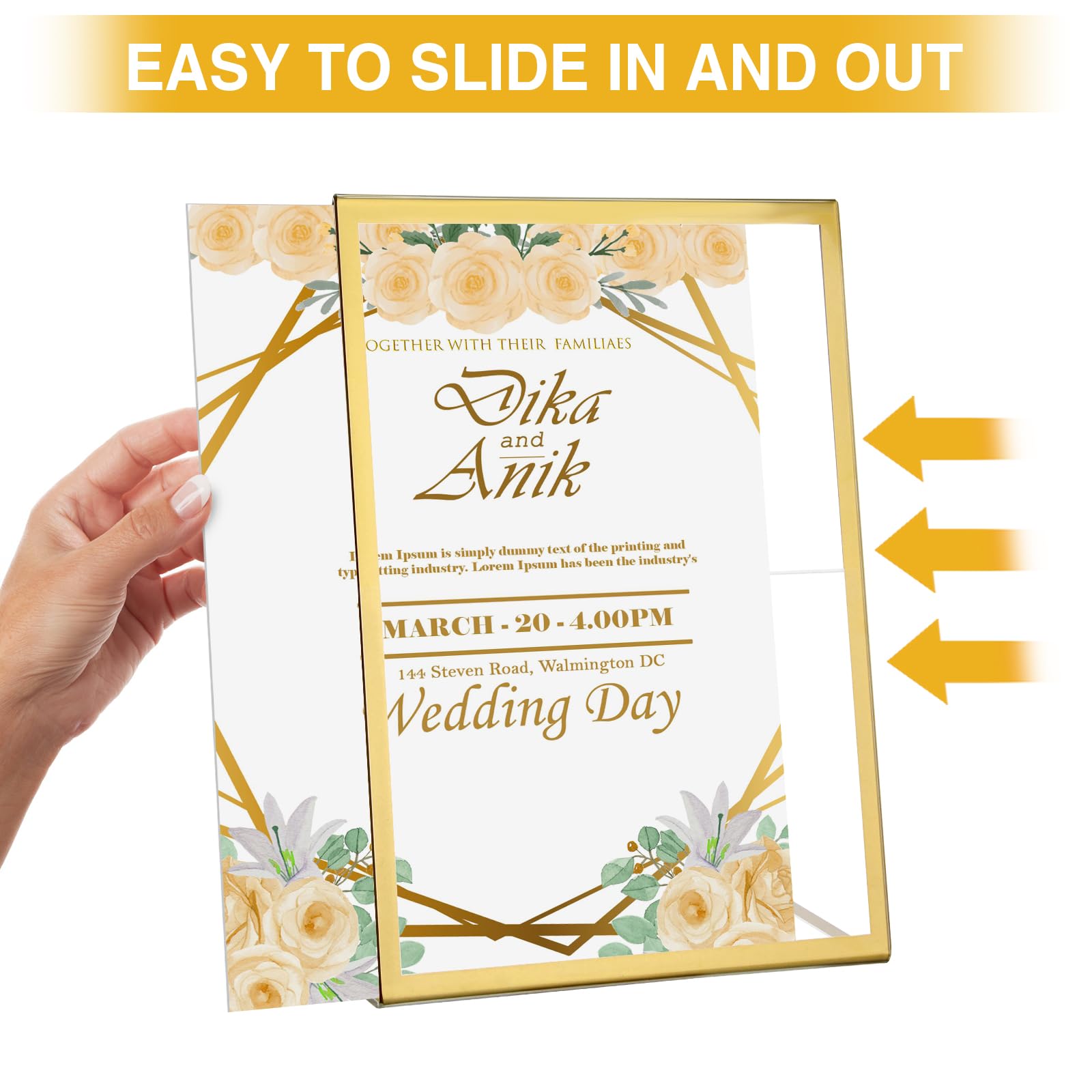 EHWINE 12 Pack Acrylic Sign Holder 4 X 6, Double Sided Gold Picture Frame Stand Up Table Top Sign Holders Clear Display Stand Menu Flyer Holder For Wedding Party P 154585382 - View #12