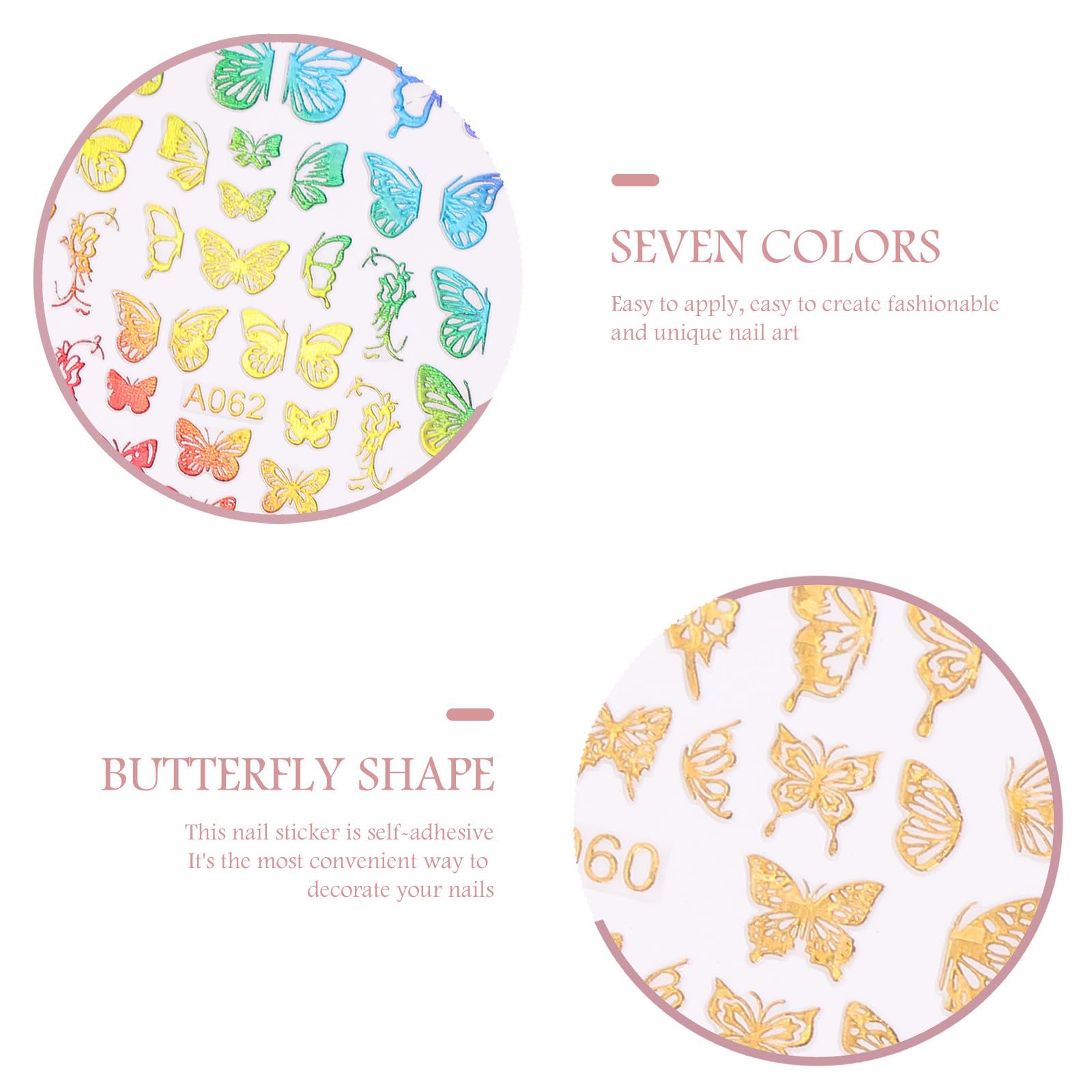 Healeved 48fogli Adesivi Per Unghie Con Farfalle Decorazioni Nail Art Per Manicure Fai Te Adesivi Colorati Per Unghie e Crafting Facile Applicazione Per Uso Personale e Salone